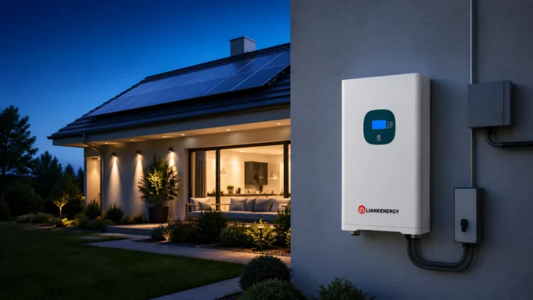 LIANHENERGY home battery system installed with rooftop solar panels