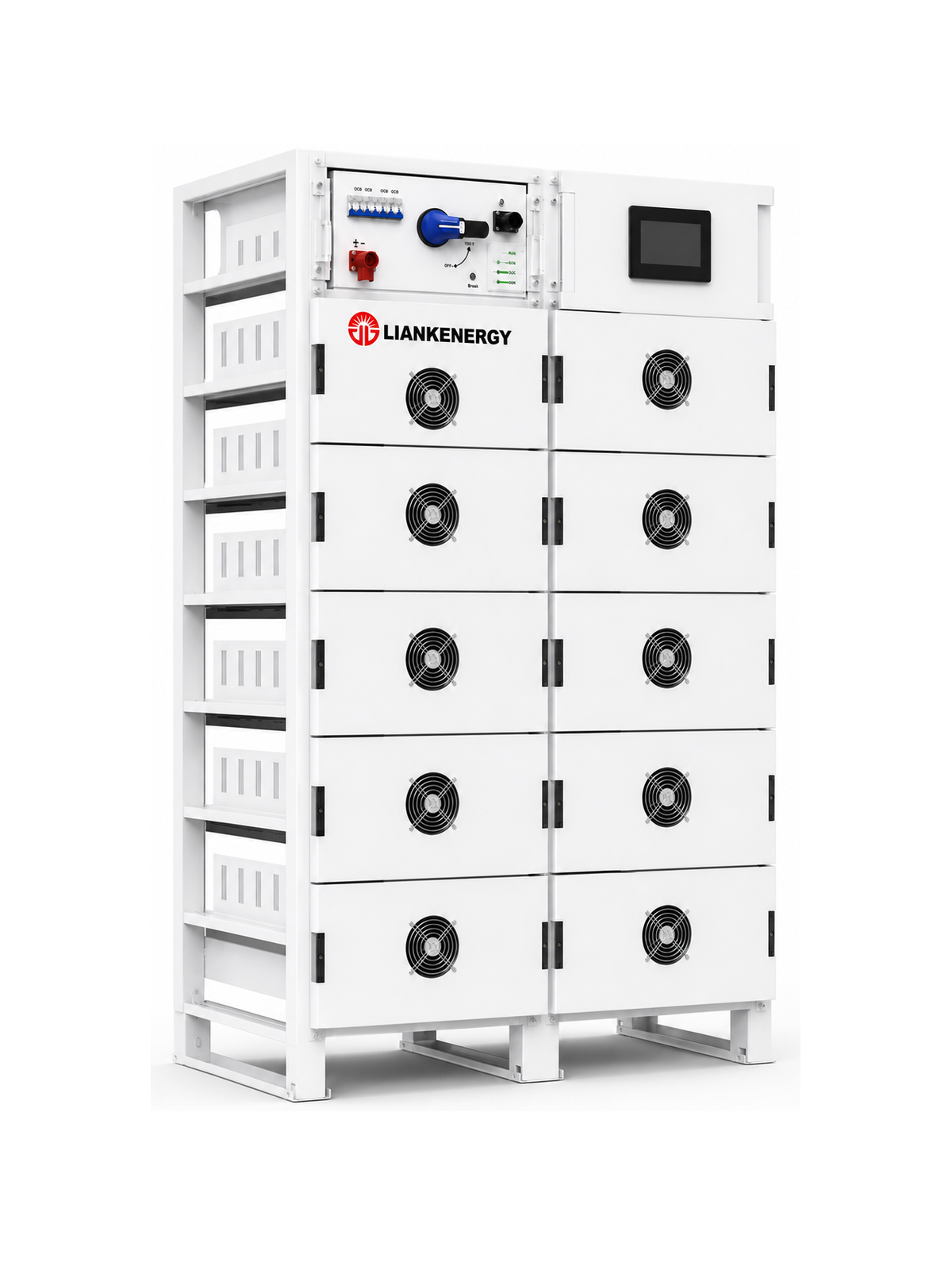 E-MATE 114R Commercial Battery Rack - Front-left 45 degree view